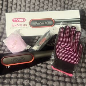 TYMO Ring Plus Ionic Hair Straightening Comb - Black and Pink